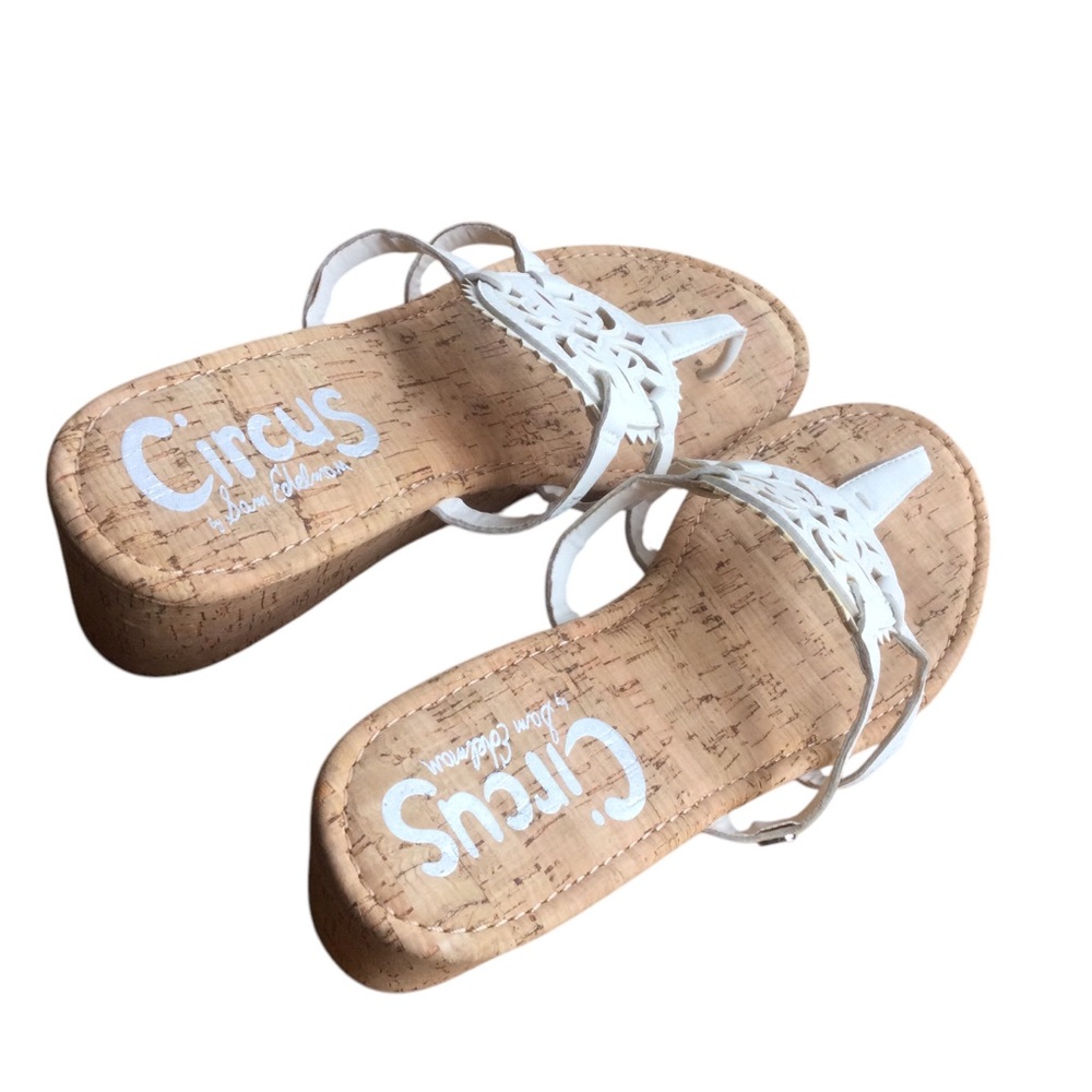 Circus by Sam Edelman White Cork Wedge Thong Sandal Size 10 - Picture 6 of 10